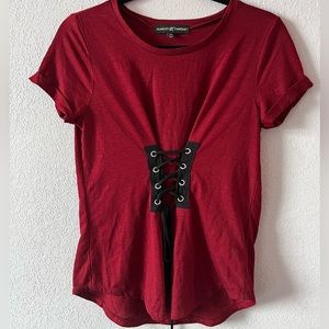 Red lace up corset T-shirt size medium